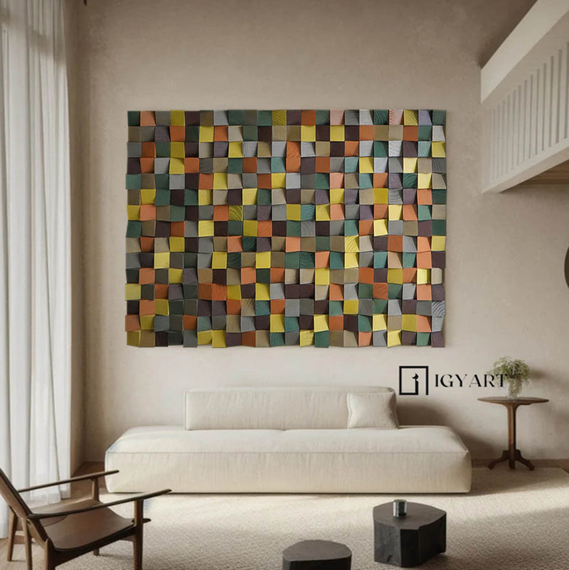 Green Wood carving wall art Green 3D Textured Wall Art Green Sculptured art Painting