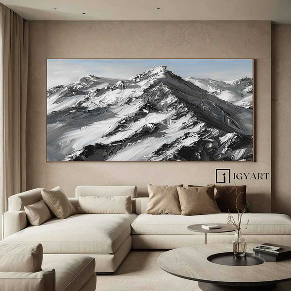 Large Mountain Landscape Oil Painting for Living Room Abstract Snow Mountain Oil Painting 