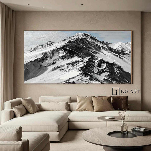 Abstract Snow Mountain Oil Painting Large Mountain Landscape Oil Painting for Living Room