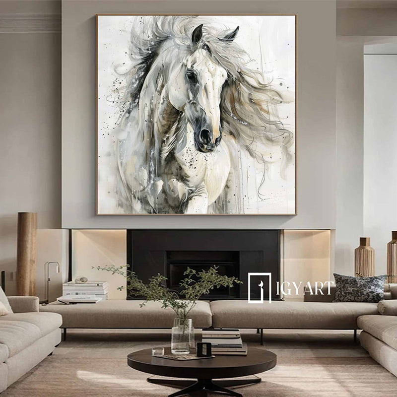 white horse painting Personalized Gifts Animal Painting Horse Painting Horse Oil Painting Horse Abstract Painting