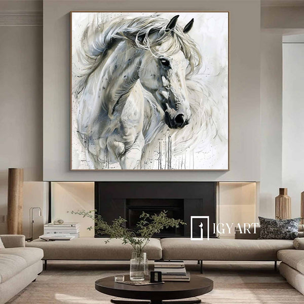 white horse painting Personalized Gifts Animal Painting Horse Painting Horse Oil Painting Horse Abstract Painting