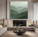 Green Abstract wall art sage green Mountains landscape art Mountain peaks Abstract Painting