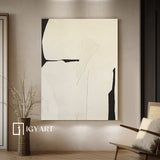 Large Beige Wall Art Beige Minimalist Art Black and Beige Canvas Art Large Beige Abstract Art