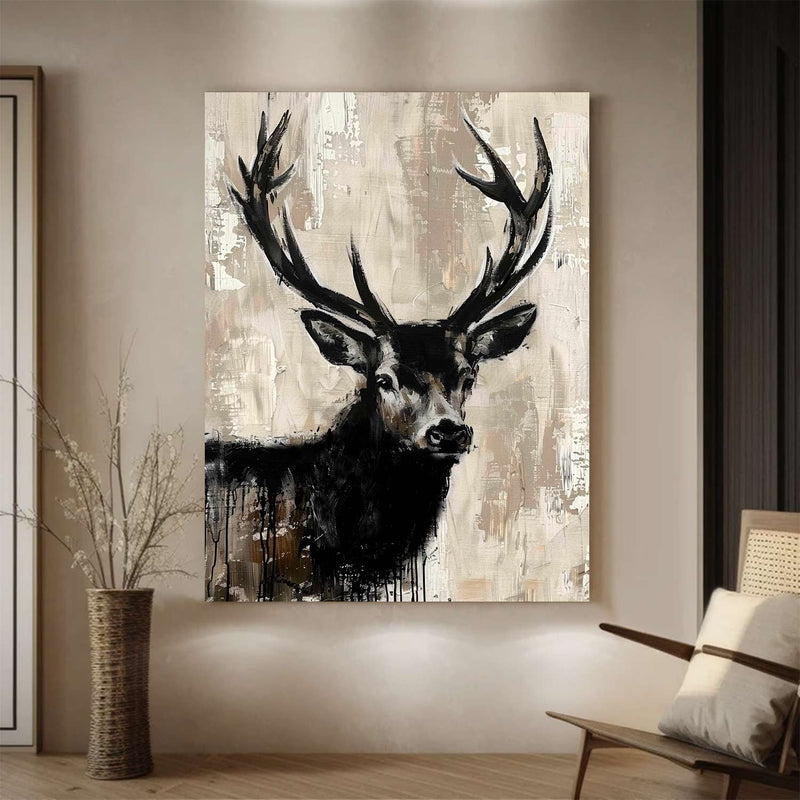 Deer wall decor Deer Canvas Wall Art Deer Abstract Painting Deer Painting