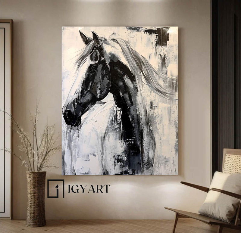 Horse head painting Horse Oil Painting Horse Abstract painting Animal Painting Hand-painted horse head painting