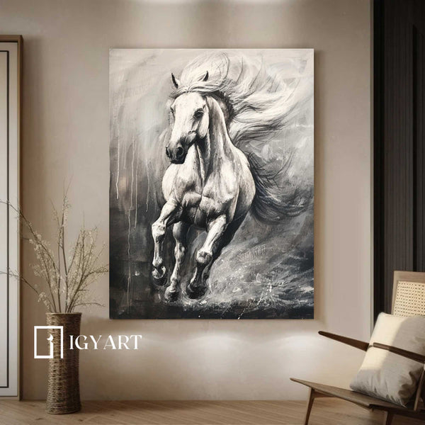 Horse Painting Animal Painting Running Horse Painting Horse Oil Painting Horse Wall Art