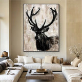 Deer Abstract Painting Deer Wall Art Animal Paintings Deer Canvas Wall Art 