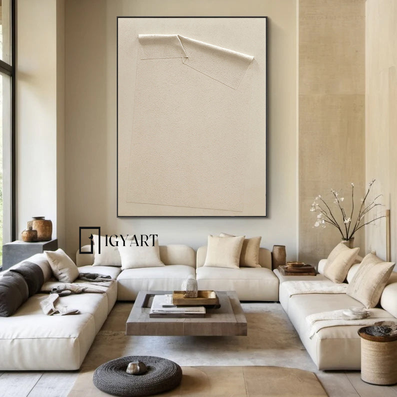 Personalized Gifts Beige Wall Art Beige Minimalist Art Beige Canvas Art Beige Textured Wall Art