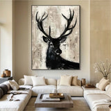 Deer wall decor Deer Canvas Wall Art Deer Abstract Painting Deer Painting