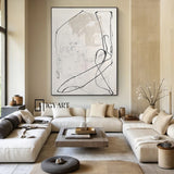 Large Beige Wall Art Beige Minimalist Art Black and Beige Canvas Art Large Beige Abstract Art