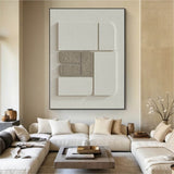 Plaster Painting white Texture 3D Wall Art Cream White Sculptural Wall Art Wood Wall Sculpture