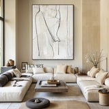 Large Beige Wall Art Beige Minimalist Art Black and Beige Canvas Art Large Beige Abstract Art