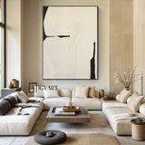 Large Beige Wall Art Beige Minimalist Art Black and Beige Canvas Art Large Beige Abstract Art