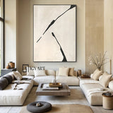 Beige Minimalist Wall Art,Beige Black Abstract Painting,  Beige Wabi-sabi Wall Art, Large Beige Textured Painting