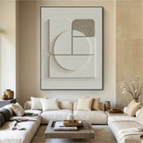 Cream White Sculptural Wall Art Plaster Painting white Texture 3D Wall Art Wood Wall Sculpture