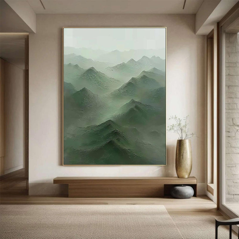 Sage green Mountains landscape painting Green Mountains Abstract painting Green Mountains canvas art