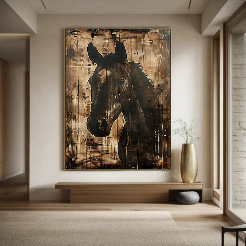 Horse oil painting, brown horse painting, horse head painting, brown horse head painting