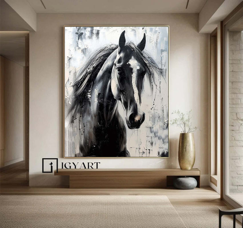 Horse head painting Horse Oil Painting Horse Abstract painting Animal Painting Hand-painted horse head painting