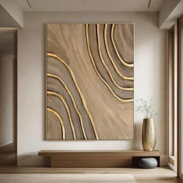 Beige Brown canvas wall art Beige Brown Minimalist Wall Art Beige Brown 3D Textured Painting