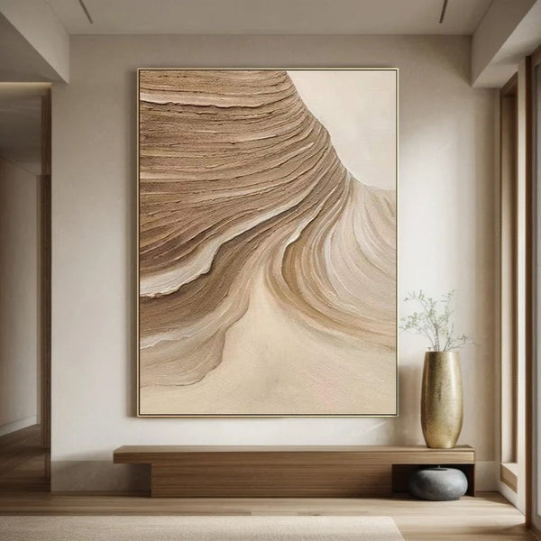 Beige Minimalist Wall Art,Beige Brown Abstract Painting,Large Beige Textured Painting