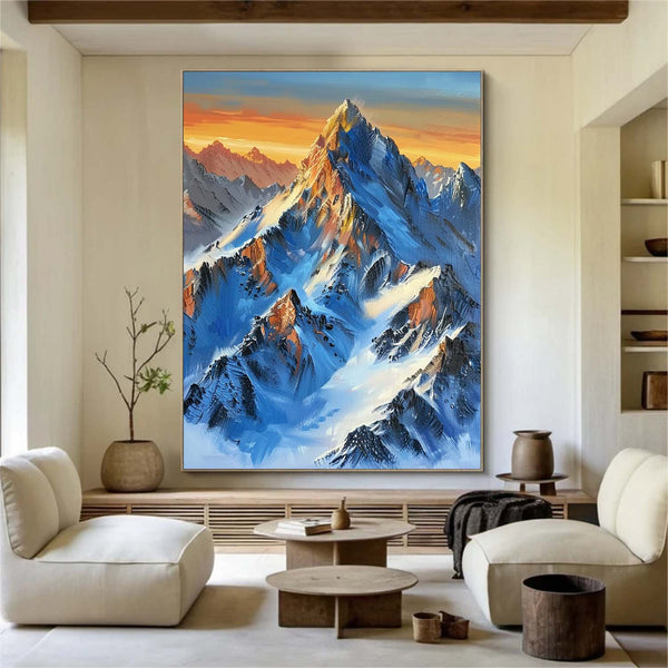 Snow mount paintings blue Snow mountains artwork Snow mountain painting mountain landscape art