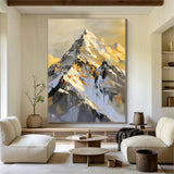 Snow mountain painting golden Snow mountains artwork mountain landscape painting.