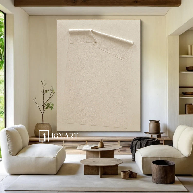 Personalized Gifts Beige Wall Art Beige Minimalist Art Beige Canvas Art Beige Textured Wall Art