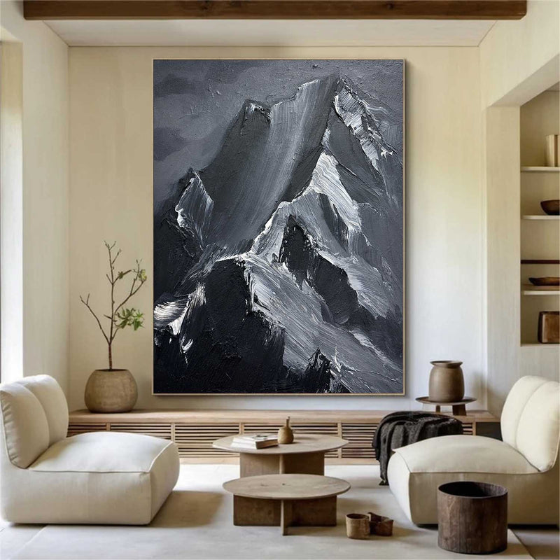 Black Snow mountain painting Black Snow mountain Abstract Painting Black mountain landscape painting