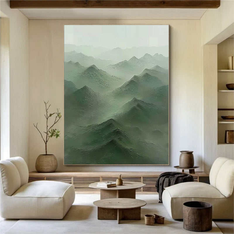 Sage green Mountains landscape painting Green Mountains Abstract painting Green Mountains canvas art