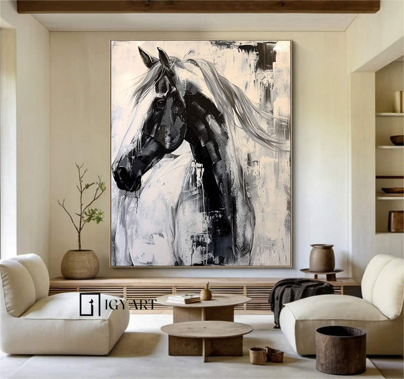 Horse head painting Horse Oil Painting Horse Abstract painting Animal Painting Hand-painted horse head painting