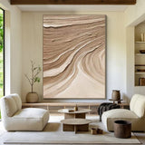 Beige Minimalist Wall Art,Beige Brown Abstract Painting,Large Beige Textured Painting