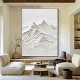 White Textured Art Large White Abstract Art White Wall Decor White 3d Wall Art Snow Mountain Art