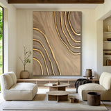 Beige Brown canvas wall art Beige Brown Minimalist Wall Art Beige Brown 3D Textured Painting