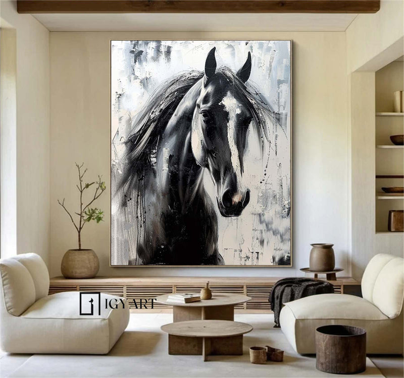 Horse head painting Horse Oil Painting Horse Abstract painting Animal Painting Hand-painted horse head painting