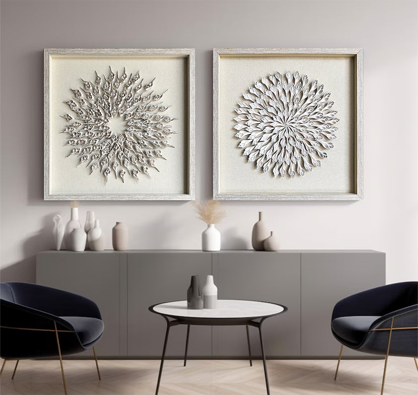 Set of 2 Shell painting,sea shell art decor Set of 2 shell wall decor 