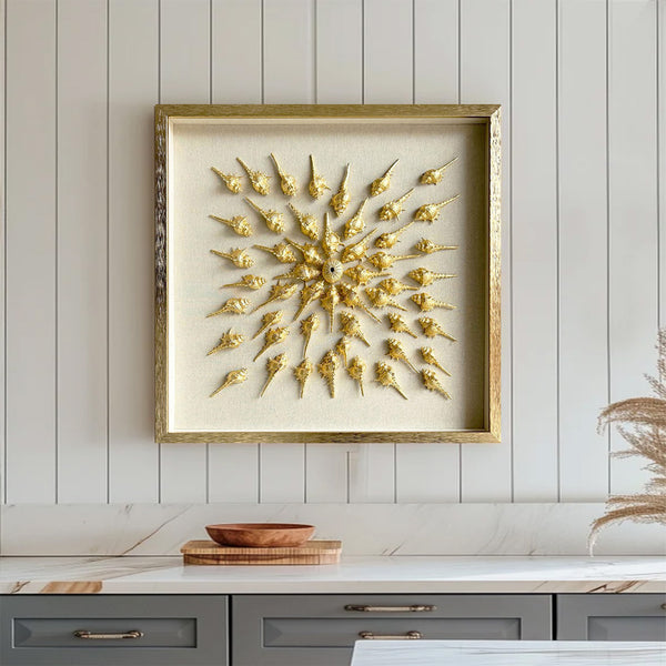 conch decor painting Golden conch wall decor art Golden conch painting