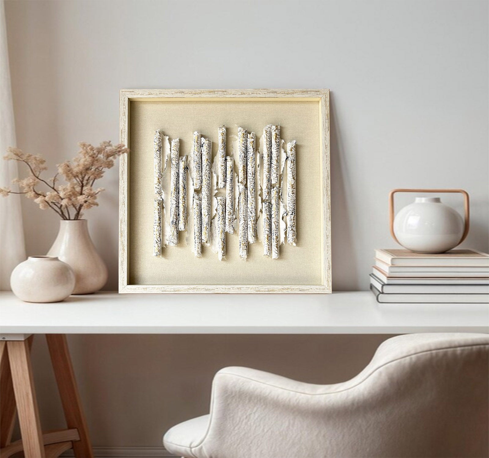 White texture wall decor Installation Art painting sculpture wall art 