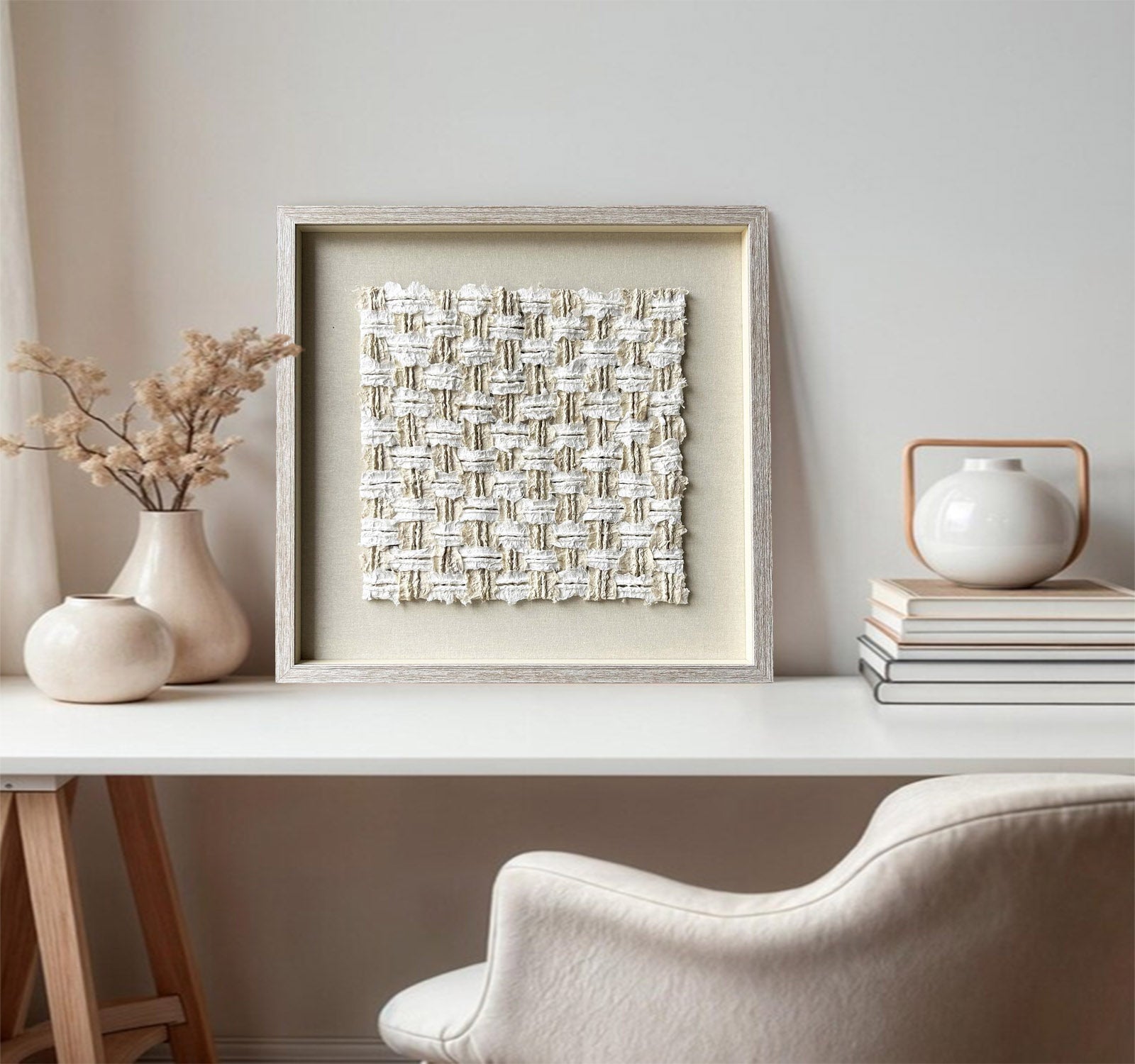 White texture wall decor Installation Art painting sculpture wall art 