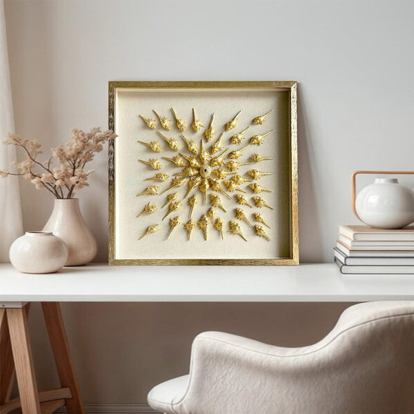 conch decor painting Golden conch wall decor art Golden conch painting