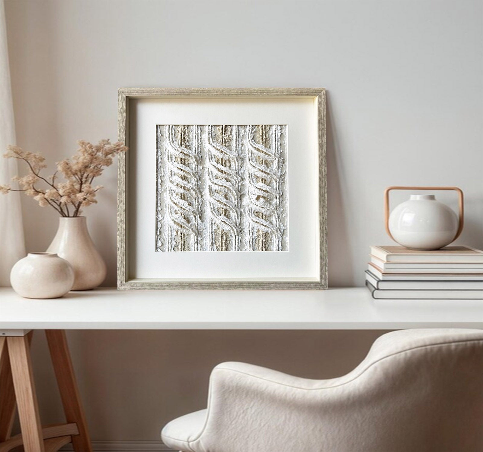 White texture wall decor Installation Art painting sculpture wall art 