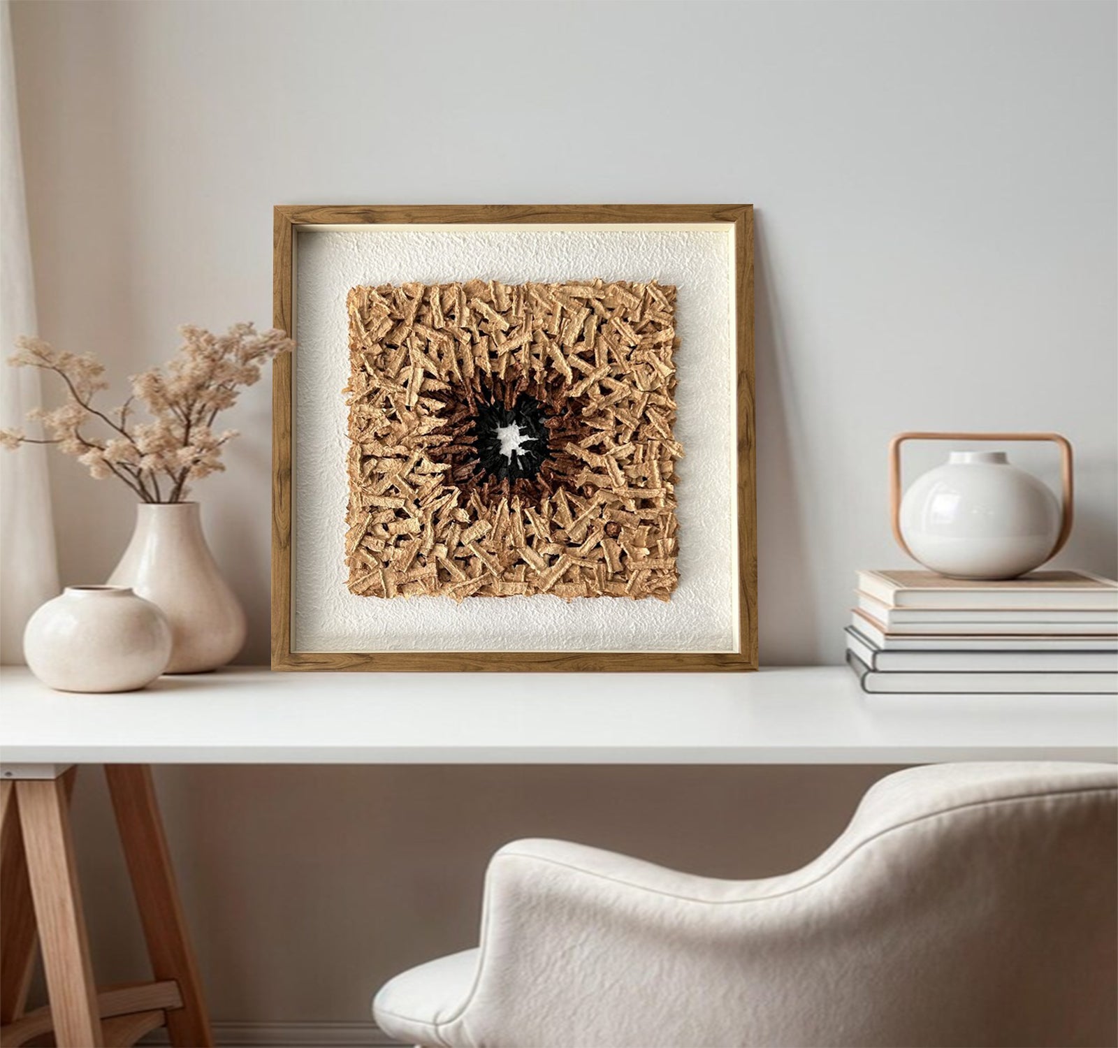 Installation Art painting brown texture wall art sculpture wall art 