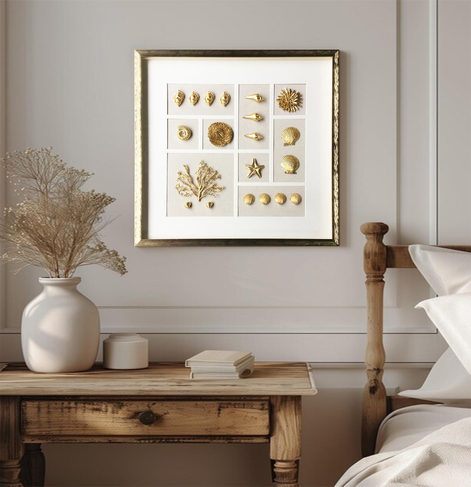 Golden conch wall decor art Golden conch painting conch decor painting