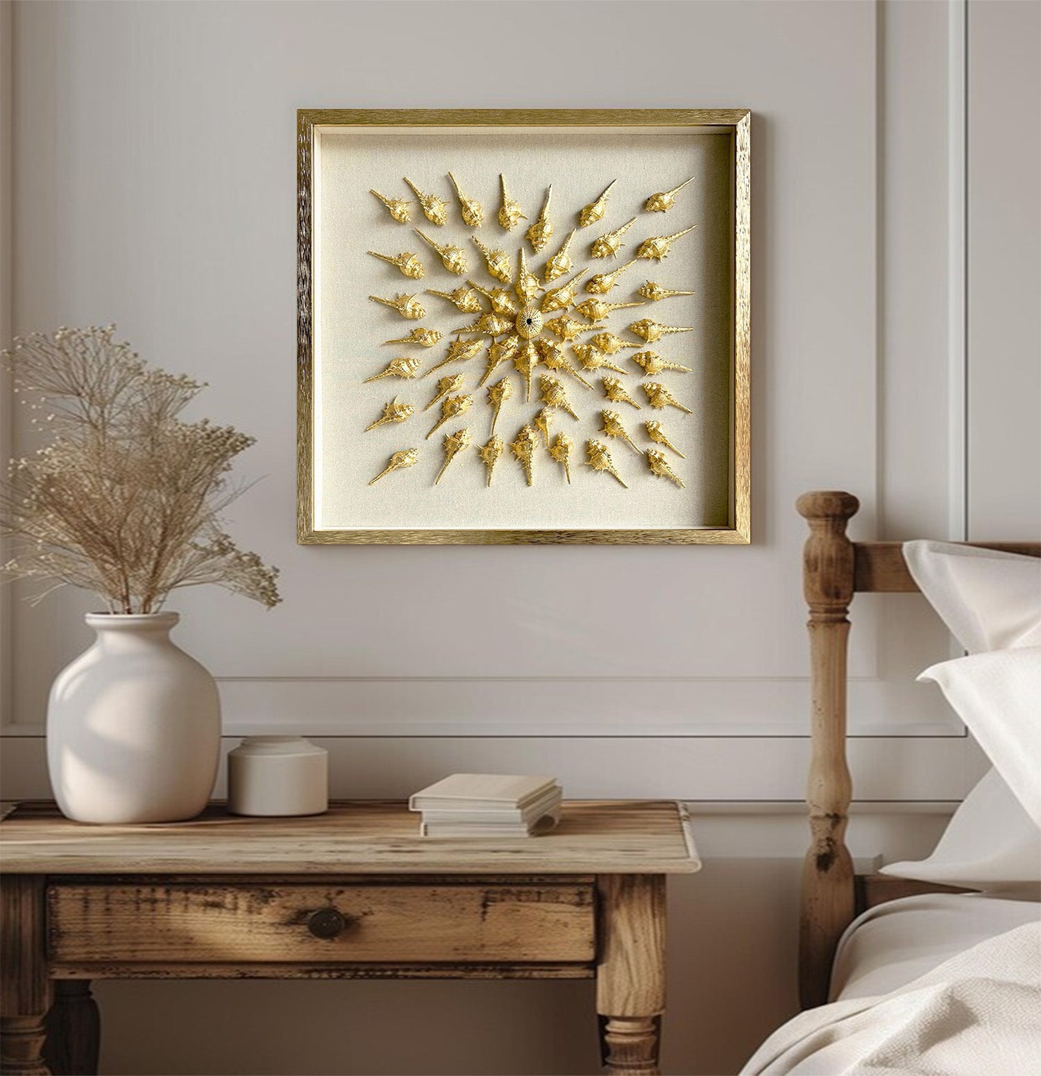 conch decor painting Golden conch wall decor art Golden conch painting