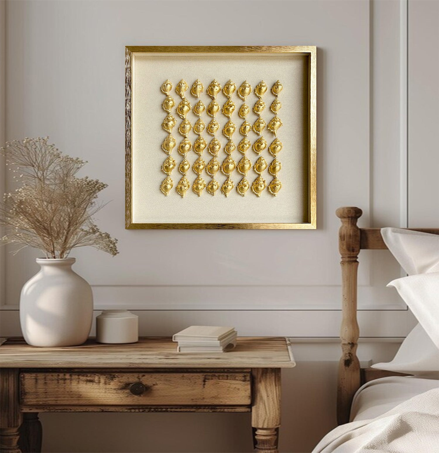 Golden conch painting conch decor painting Golden conch wall decor art