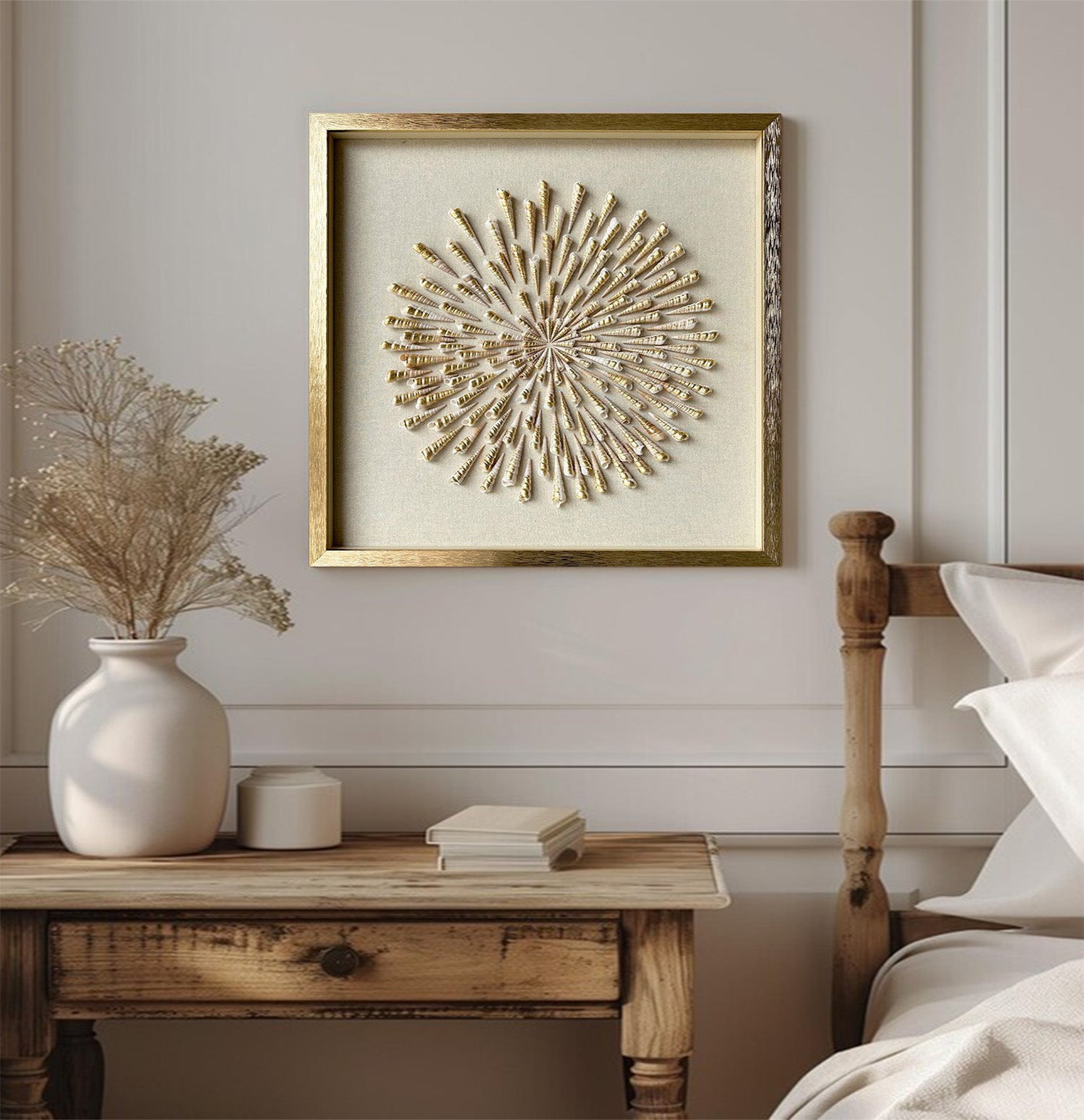 Golden conch wall decor art Golden conch painting conch decor painting