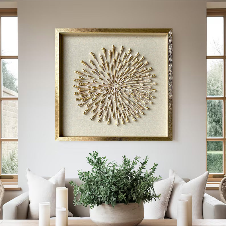 Golden conch wall decor art Golden conch painting conch decor painting