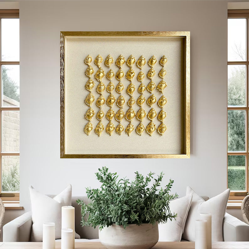 Golden conch painting conch decor painting Golden conch wall decor art