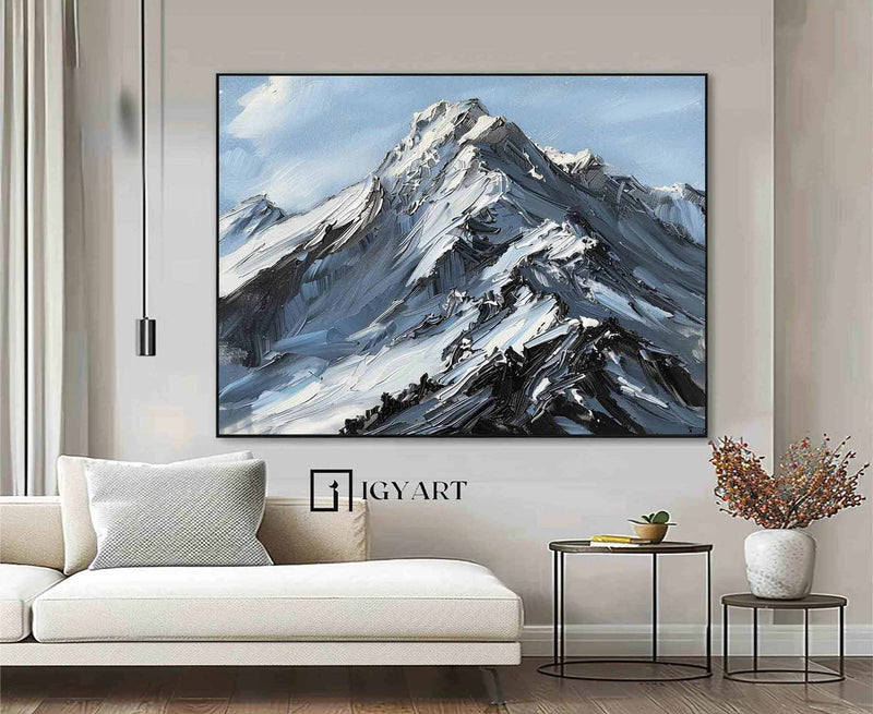 Large Original 3D White Mountain Painting Snow Mountain Wall Art Snow Mountain Painting