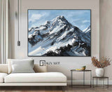 Large Original 3D White Mountain Painting Snow Mountain Wall Art Snow Mountain Painting Skiing Art