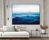 Large mountain painting mountain wall art Large blue abstract art blue mountains artwork